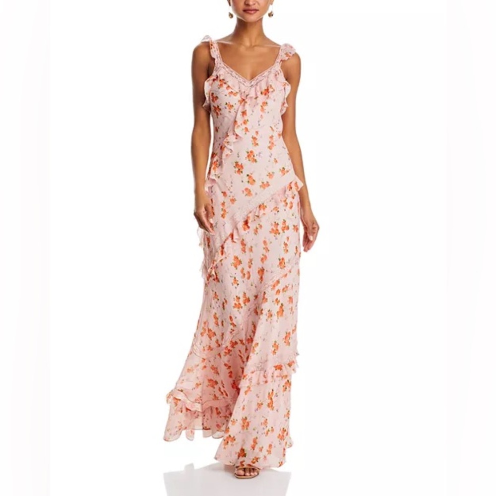 LoveShackFancy Radiance Pink and Orange Floral Maxi Dress